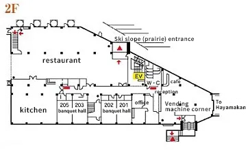 Map of the 2nd floor of the main building at Inawashiro Kanko Hotel