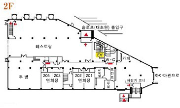 이나와시로관광호텔 본관 1층의 관내도